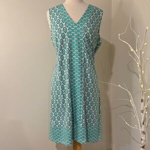 Tommy Bahama Sleeveless Teal Patterned Dress